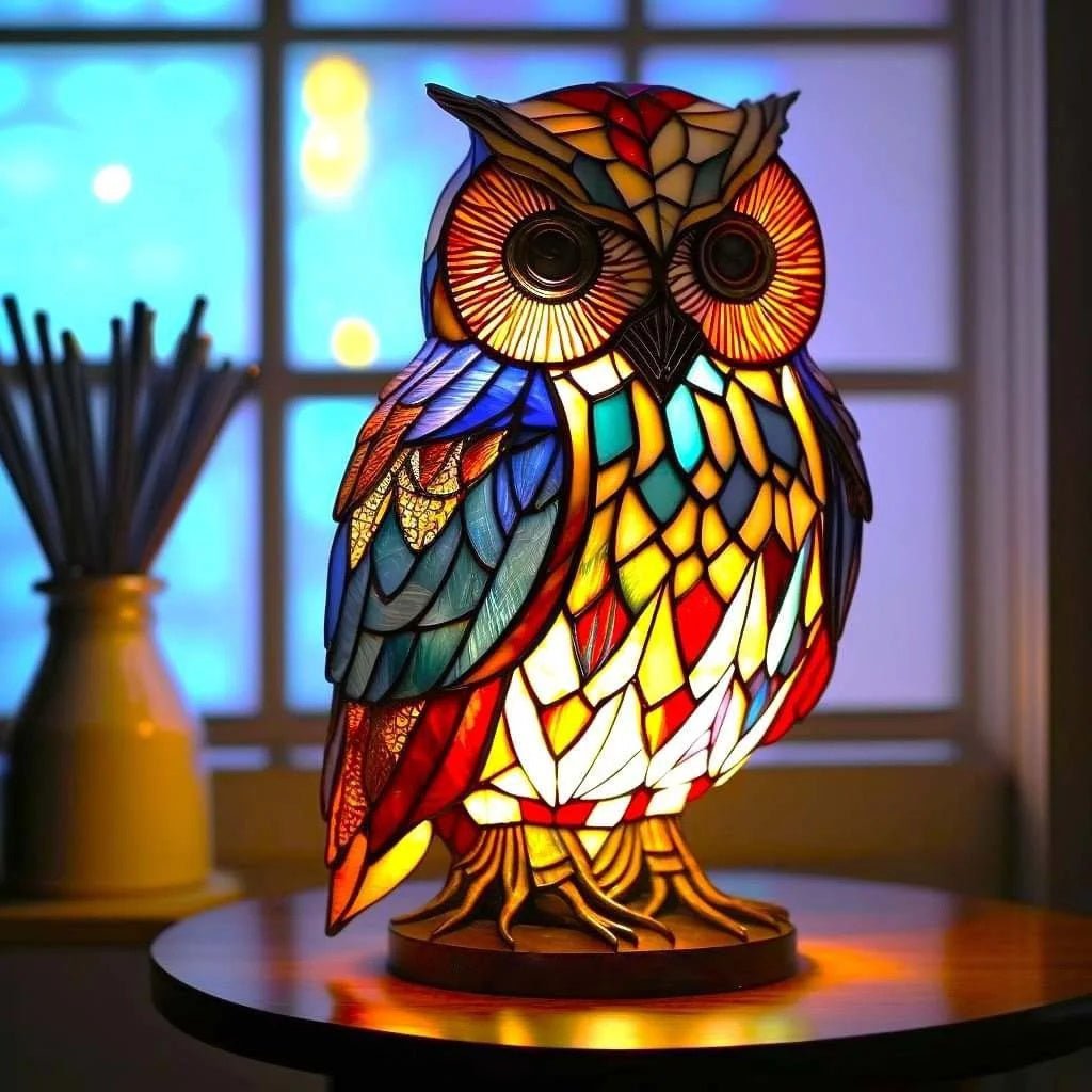 Vintage Stained Glass 3D Animal Table Lamp